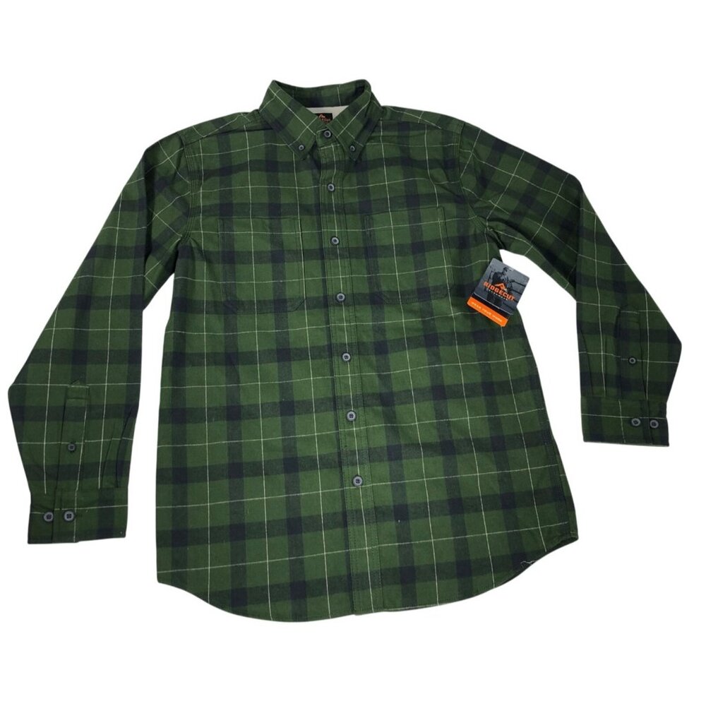 Wrangler Authentics Button Down Flannel Shirt Mens M Green Plaid New NWT